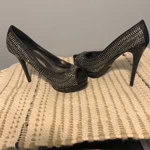 Society 86,rhinestone open toe heel..Size 7 1/2